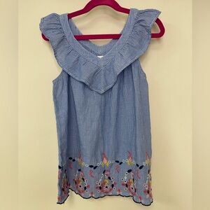 Gap Kids: Girls' Embroidered Blue / White Tank Top, Size XL